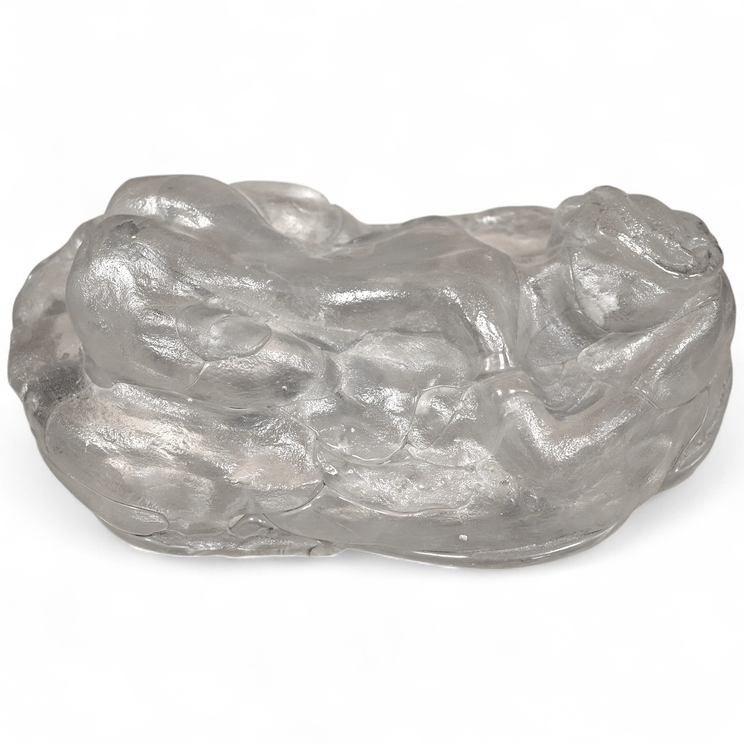 A studio hand made glass sculpture of a reclining nude, signed Anthony Stern 1944-2022, 30cm long